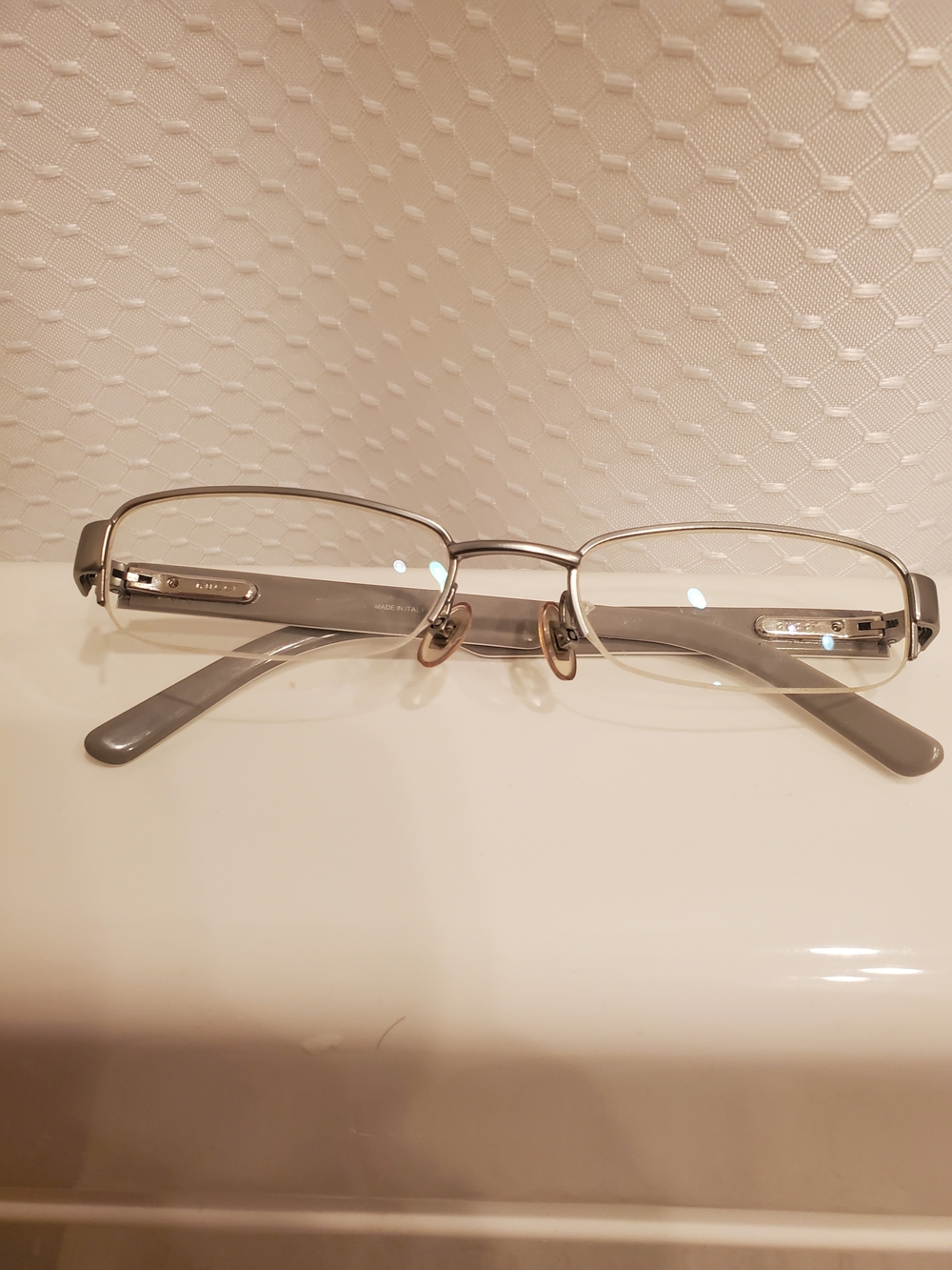 Gucci Gray and Silver Eyeglass Temple with Branded Accent